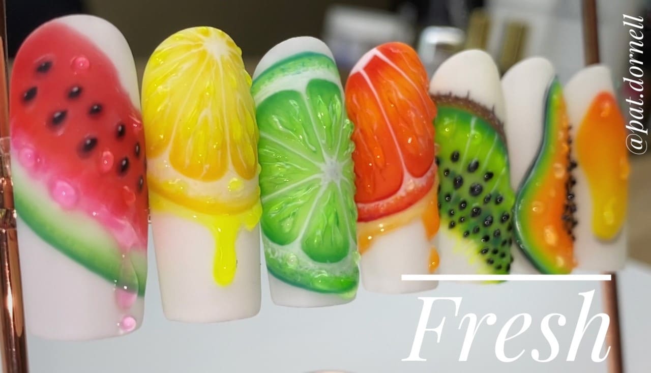 Pintura em gel, frutas frescas